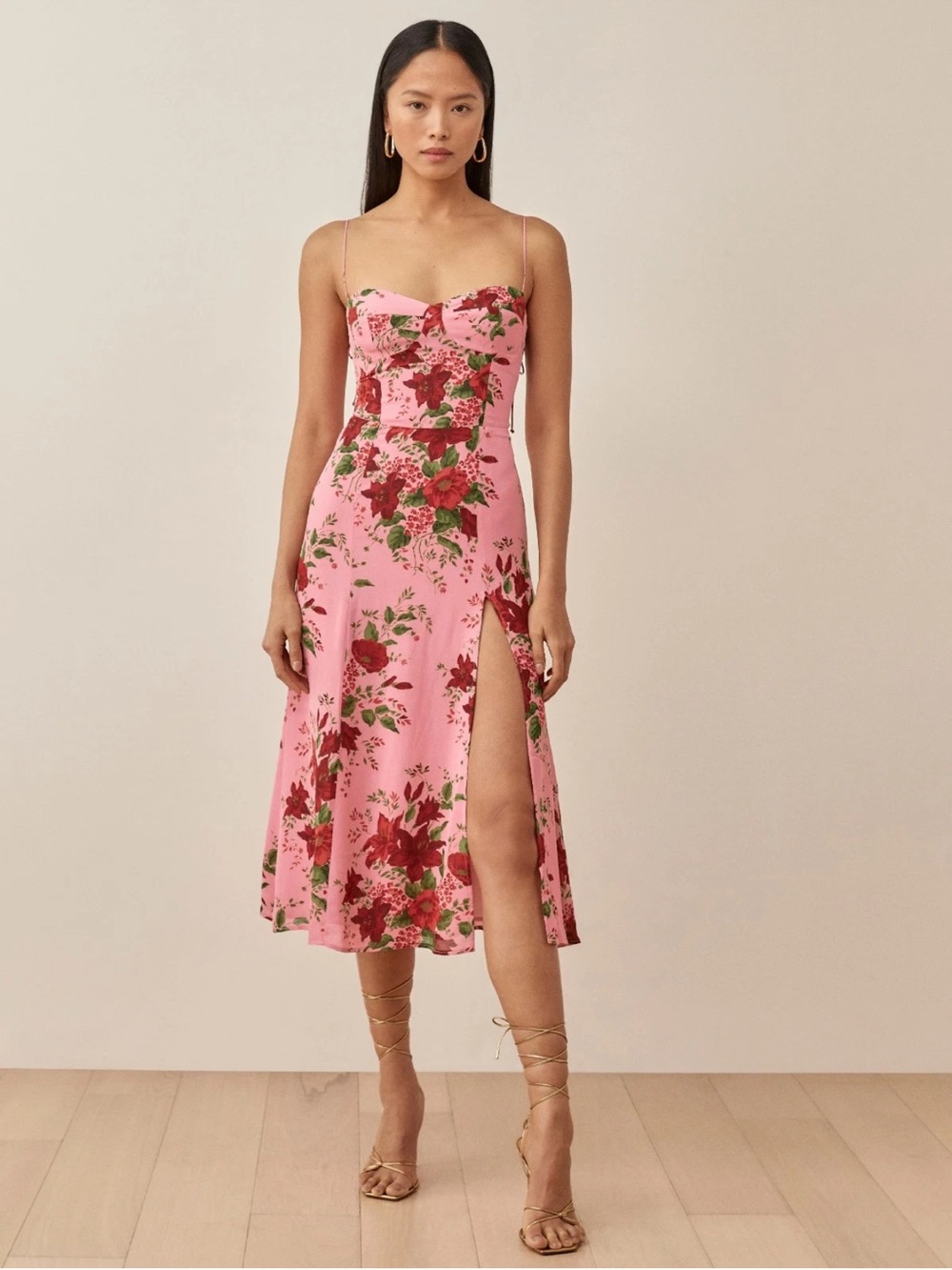 NWT Reformation Juliette Dress Size 14 Pink Floral Valeria Formal Wedding New